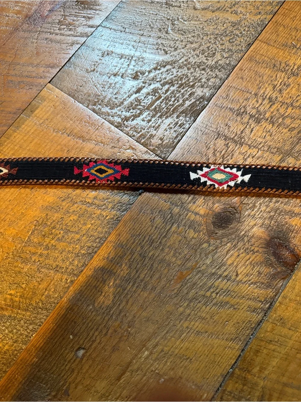 Handcrafted woven belt with leather buckle and trim Made in Guatemala Size 38 - Picture 6 of 11